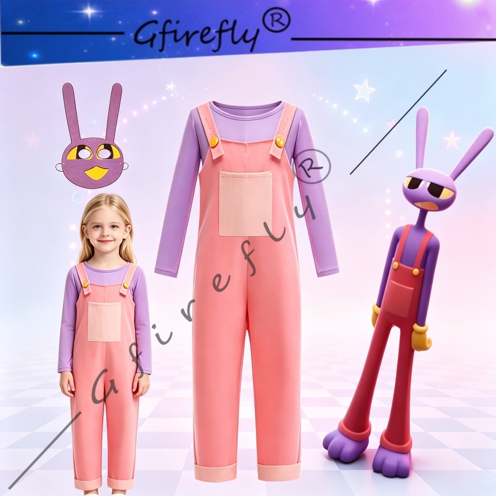 Anime Merchandise For Women - ชุดคอสเพลย์เด็ก Circus Jax ชุดสองชิ้น เสื้อยืด กางเกงเอี๊ยม