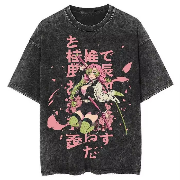 Anime Merchandise Demon Slayer - เสื้อยืดคุณภาพดีลายอนิเมะใหม่ปี 2026 คันโรจิ มิตสึริ สำหรับผู้ชายและผู้หญิง ผ้าฝ้ายวินเทจ