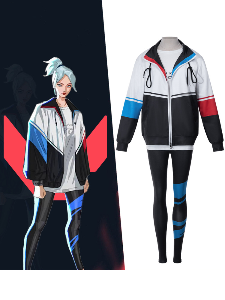 Anime Merchandise Clothes - ชุดคอสเพลย์ตัวละครจากเกมสำหรับผู้หญิง ครบเซ็ต ประกอบด้วยเสื้อแจ็คเก็ต เสื้อยืด และเลกกิ้ง สำหรับงานฮาโลวีน