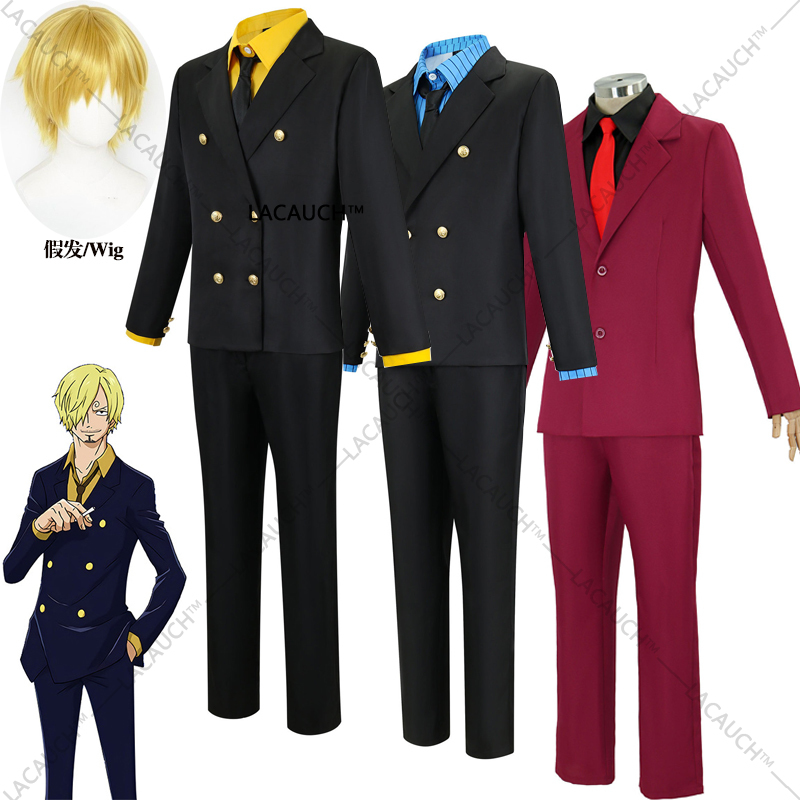 Anime Merchandise Men - ชุดคอสเพลย์วินสโมค ซันจิ จากอนิเมะสุดฮิต เสื้อสีน้ำเงิน เหลือง แดง