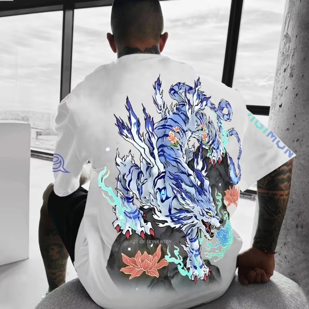 Anime Merchandise Store In Japan - เสื้อยืดพิมพ์ลายการ์ลูรูมอนจากอนิเมะดิจิมอนแอดเวนเจอร์สำหรับผู้ชาย รุ่นใหม่ประจำฤดูร้อน ทรงหลวมใส่สบาย เหมาะสำหรับทั้งผู้ชายและผู้หญิง เสื้อแขนสั้นอเนกประสงค์