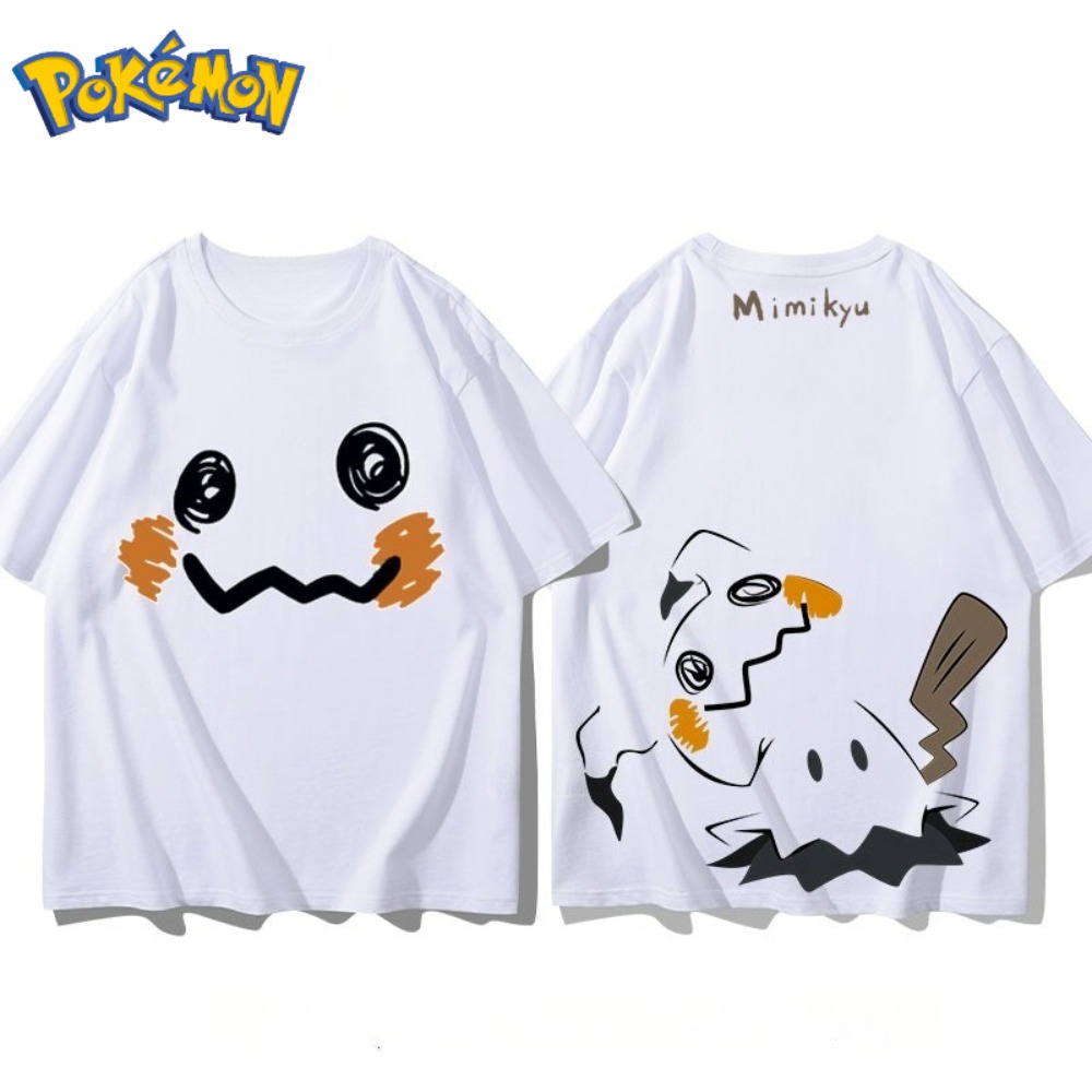 Anime Merchandise Store In Japan - เสื้อยืดพิมพ์ลายโปเกมอน มิมิคิว ด้านหน้าและด้านหลัง สำหรับผู้ชายและผู้หญิง รุ่นใหม่สำหรับฤดูร้อน สไตล์ฮาราจูกุ
