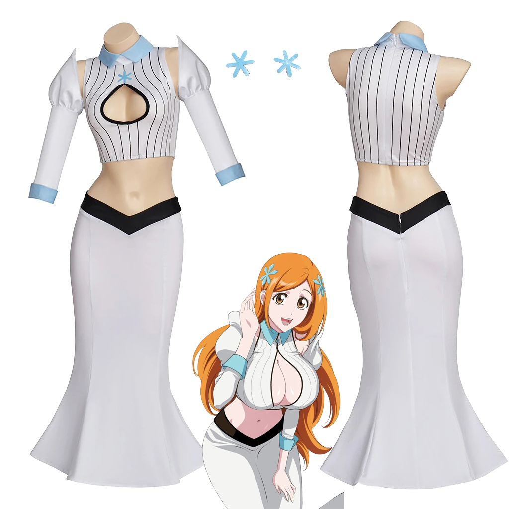 Anime Merchandise For Women - ชุดคอสเพลย์อนิเมะ ออริฮิเมะ อิโนะอุเอะ เสื้อเชิ้ตสีขาวเซ็กซี่พร้อมกระโปรง ชุดราตรีงานฮาโลวีน งานคาร์นิวัล