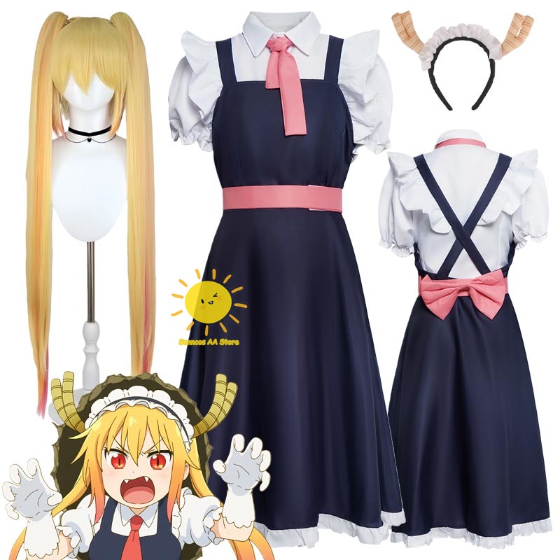 Anime Merchandise For Women - ชุดคอสเพลย์โทรุ จากอนิเมะมิสโคบายาชิ ดอร์เอม ไมด์ ชุดคอสเพลย์เสื้อเชิ้ตพร้อมเข็มขัด ชุดโทรุ