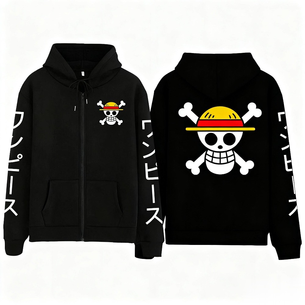 Anime Merchandise Store In Japan - เสื้อฮู้ดซิปอนิเมะวันพีซลูฟี่แบบโอเวอร์ไซส์ใหม่ สำหรับผู้ชายและผู้หญิง สไตล์สตรีทแวร์ลำลอง เสื้อแจ็คเก็ตแขนยาวสำหรับฤดูใบไม้ร่วง
