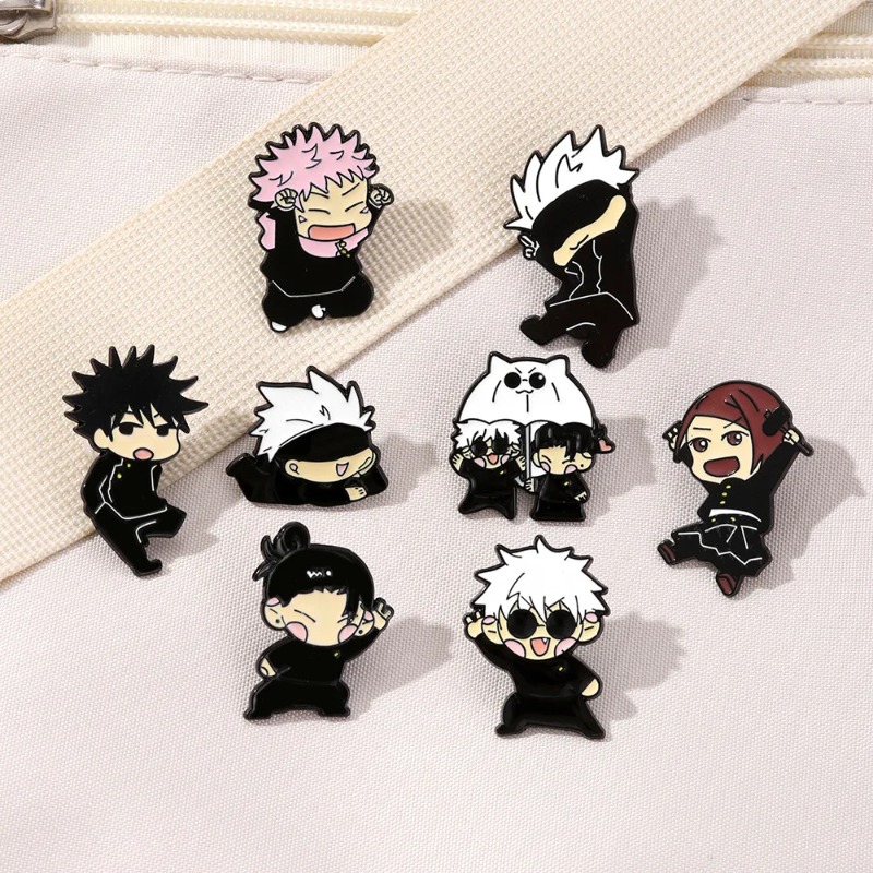 Enamel Pin Set - ชุดเข็มกลัดเคลือบลายการ์ตูนอนิเมะอิตาโดริ ยูจิ 8 ชิ้น พร้อมเข็มกลัดโลหะลายโกโจ ซาโตรุ
