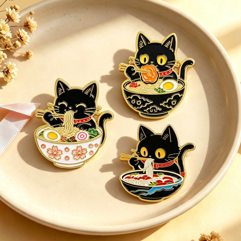 เข็มกลัดโลหะรูปแมวดำน่ารักกำลั - Enamel Pin Set บทวิจารณ์และราคา